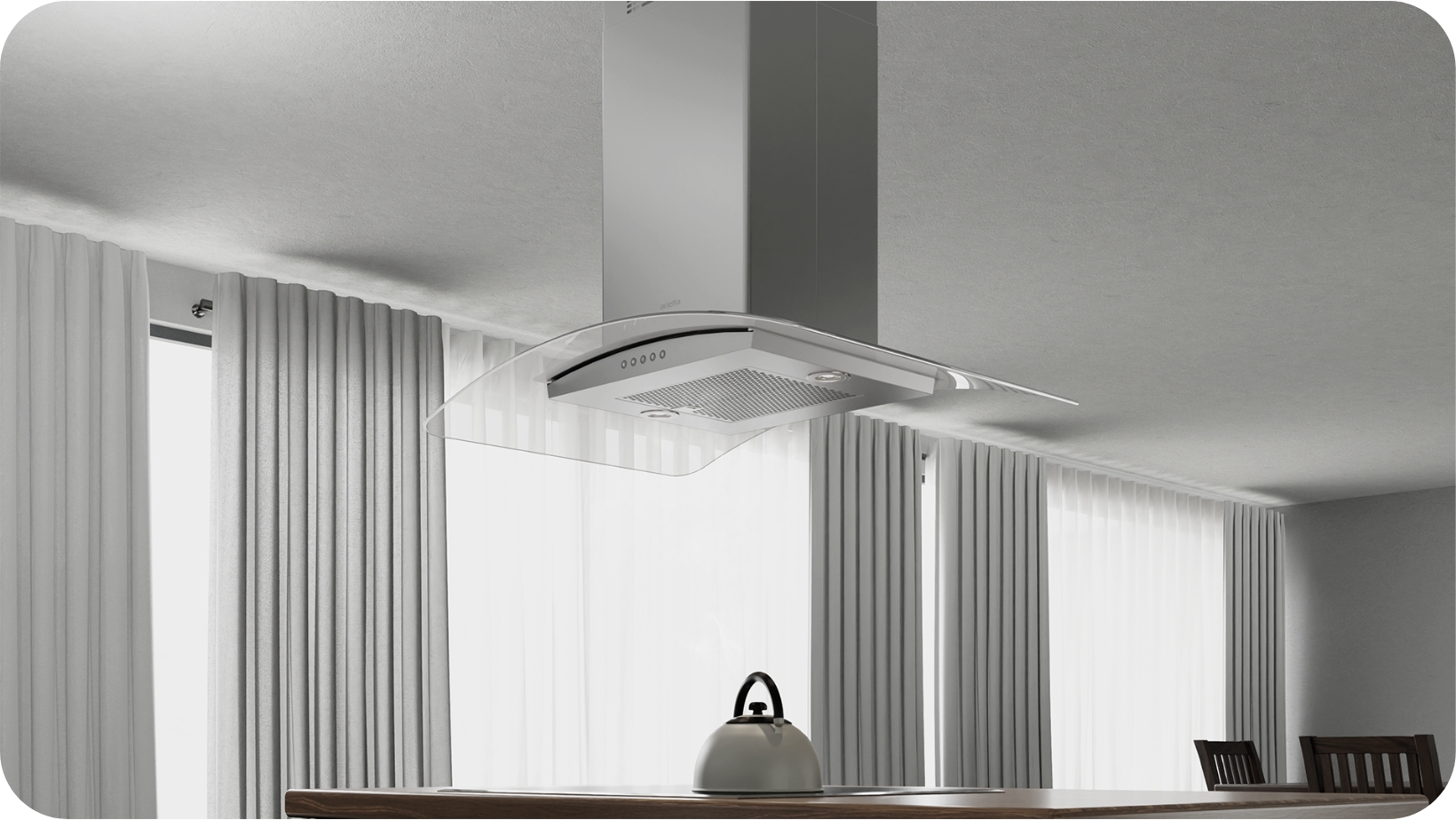 Arietta Dekor Glass Island Range Hood - Stainless Steel Island Range Hood