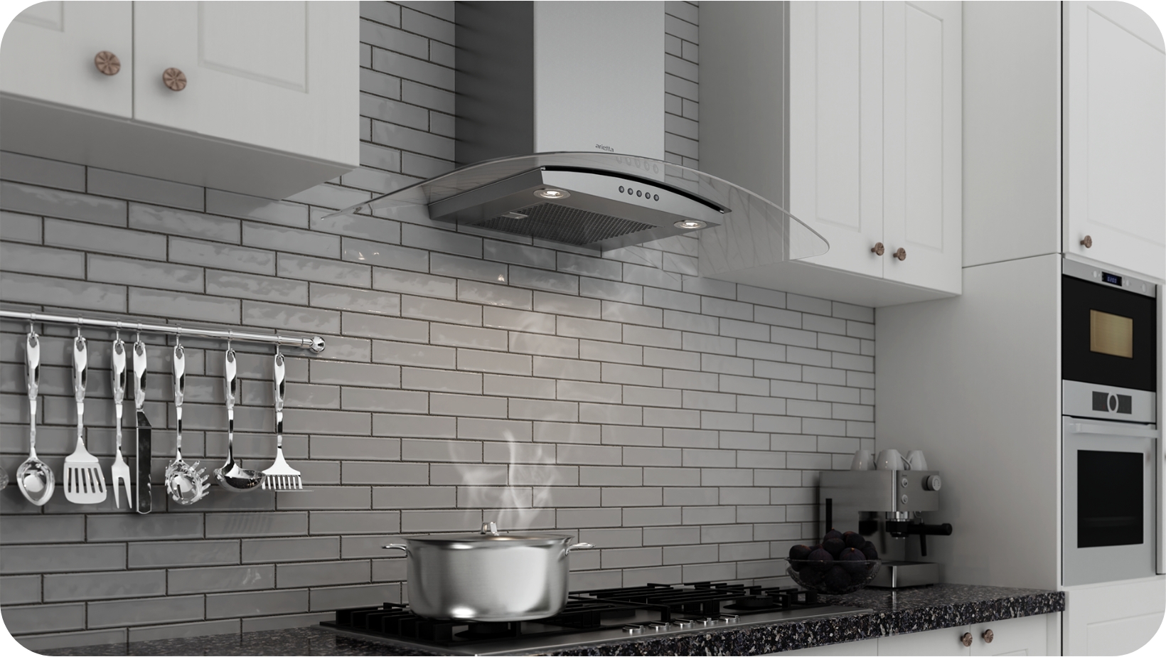 Arietta Dekor Glass Range Hood - Stainless Steel Wall-Mount Range Hood